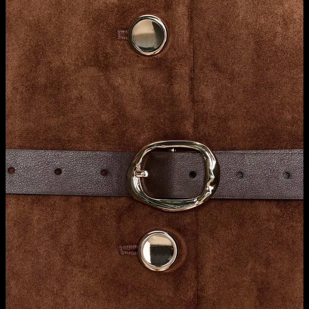Zara Brown Suede Belted Blazer - Picture 3 of 8